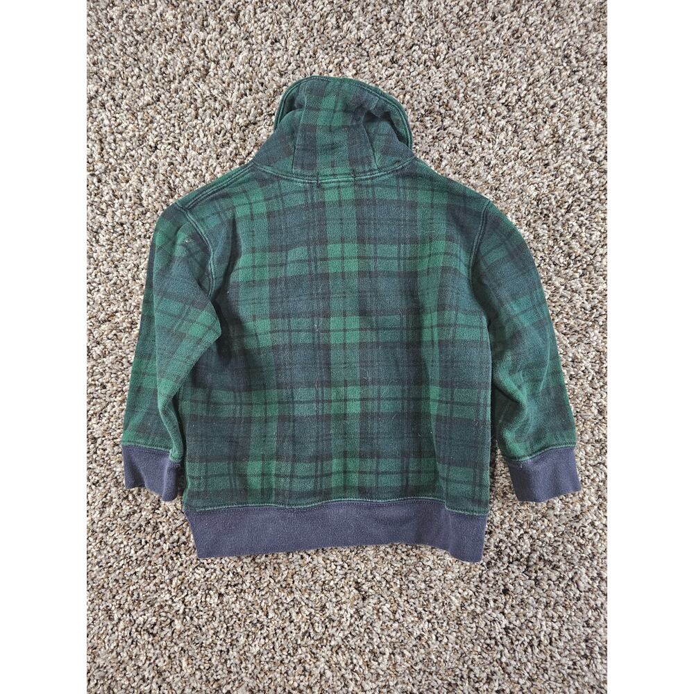 Polo Ralph Lauren boy's green tartan plaid fleece Sweater Sz 3T Green Blue - Picture 5 of 5